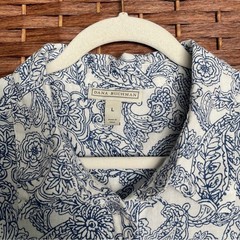 Dana Buchman Sleeveless Button-Down Linen Blend Top Coastal Grandmacore Size L.