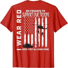 Red Friday Military Veteran Support Our Troops American Flag T-Shirt