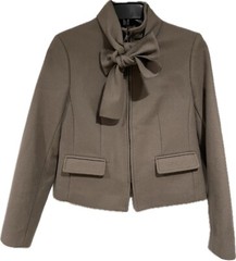Banana Republic Mario Bellucci Taupe Beige Blazer Jacket Neck Tie Size 0 NEW