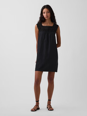 GAP- Linen-Blend Crochet Yoke Mini Dress