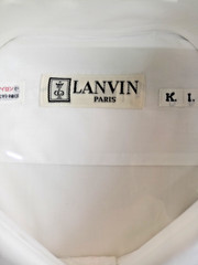 VTG Lanvin Paris White Swiss Cotton Dress Shirt XL Japan French Cuff NOS Box