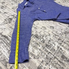 Foxcroft NYC Blue 100% Linen Button Down Shirt Women L/XL 3/4 Sleeve Collared