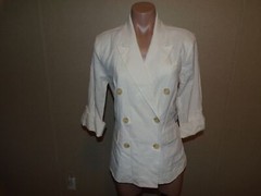Sofia Jeans Sofia Vergara Blazer Jacket Medium Cream White Roll Tab Sleeve NWT