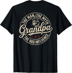 (Print BACK) The Man The Myth Grandpa The Bad Influence Monkey UNISEX T-Shirt