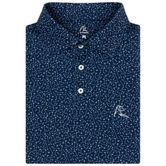 🔥🔥Rhoback Men&rsquo;s The Mulligan Polo XL-Navy White Golf Pattern Country Club Top