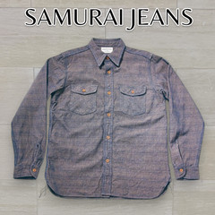 SAMURAI JEANS SSS26-KSK Imadara Work Shirt Long Sleeve Indigo Made in Japan