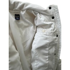 GAP Puffer Jacket White Down Quilted Fleece Lined Collar Full Zip Pockets M