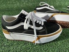 Vans Old Skool Stackform Platform Sneakers Black White Gum Women’s 7 EUC