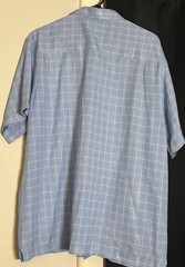 Haggar Men&rsquo;s L Blue Check Short Sleeve Button-Up Shirt w/ Pockets