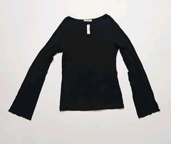 Madewell Ribbed Long Sleeve Top Boatneck Stretch Black Tee Shirt Size XL