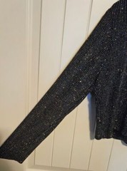 Ronni Nicole Sequin Button Up Cropped Cardigan Women&rsquo;s Size Med Black