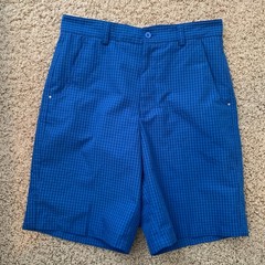 Men&rsquo;s Bolle Golf Tech Shorts Blue Checked Size 32