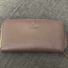 kate spade new york Brown Zip-Around Wallet Logo Zipper Credit Card Slots