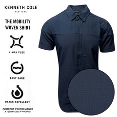 Kenneth Cole Men&rsquo;s Navy Shirt Black Lined Woven S/S Water Repellent (S05)