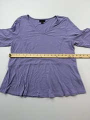 J. Jill Wearever Blouse Womens Medium Petite Purple V Neck 3/4 Sleeve Tunic Top