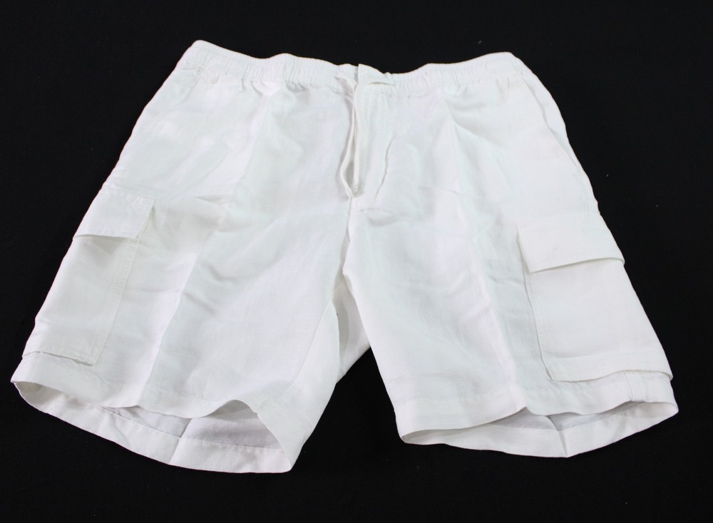 Cubavera Men&rsquo;s Solid 8&Prime; Drawstring Cargo Shorts WR4 Brilliant White Large NWT