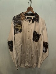Red Head Shooting Shirt Mens Lrg Brown Camo Tree Bark Long Sleeve Hunting EUC