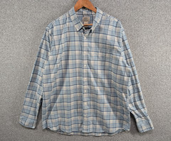 LL BEAN Comfort Stretch Blue Check Plaid Slightly Fitted Button Shirt XL Tall