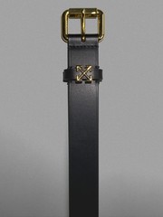 Off-White Leather Arrow Loop Belt – Black / Gold – 85 cm – Calfskin Leather