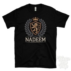NADEEM FANTASY COAT OF ARMS T-SHIRT novelty parody family name crest