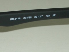 RAY BAN RB3478 004/58 60[]17 130 GUNMETAL/BLK BLEND POLARIZED WRAPS SUNGLASSES