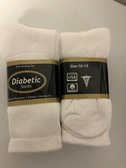 *** 6 Pair Diabetic White Crew Socks 10-13 LQQK***