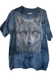 The Mountain ~Wolf Graphic T-Shirt XL Blue Tie Dye Nature Wildlife Cotton Tee