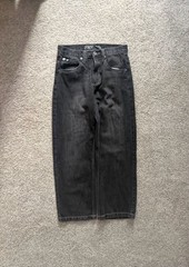 Southpole Vintage Y2K Skater Baggy Wide Leg Jeans embroidered Black Denim