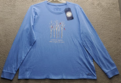 Life is Good Cardinals Appear Birch Trees Crusher T-Shirt Women XXL Blue Graphic