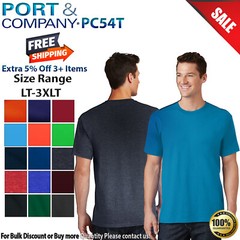 Port & Company PC54T Mens Big & Tall Short Sleeve Core Cotton Crew Neck T-Shirt