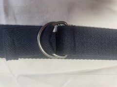 Dark Blue Canvas Web Belt Double D Ring Buckle Adjustable Casual Military Style