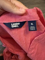 Lands End Women’s Pink Preppy Linen Blend V Neck 3/4 Sleeve Classic Tunic XL