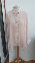 Wynne Layers Unstructured Shirt Textured Crinkle Marla Shell Pink New Size Small