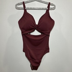 Women&rsquo;s Plunge Cut Out One Piece Swimsuit – Shade & Shore Dark Red 36DD