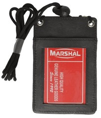 MARSHAL New Leather Neck Strap ID Badge Credit Card Holder Pouch Wallet Mini…