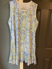 Ana Clare Women&rsquo;s Activewear Sundress Size Large, Blue Ruffle Hem Swim Cover Up