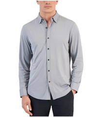 Alfani Mens AlphaTech Yarn Dyed Button Up Shirt
