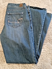 American Eagle Jeans Women&rsquo;s 10 Short Blue Real Flare Hippie Boho