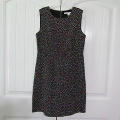 Diane von Furstenberg Carrie Boucle Shift Sheath Dress Size 10 Black confetti
