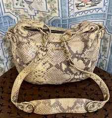 Rebecca Minkhoff Large Black Multi Python/Snake Print Leather Shoulder/X-Body