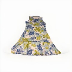 Ana Clare Active Sz Small Mini Ruffle Dress Sea Turtle Blue Green Sleeveless(A23