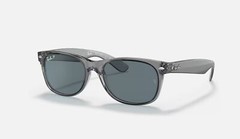 RayBan New Wayfarer Classic Transparent Grey/Dark Blue Polarized 52mm Sunglasses