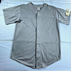 Teamwork Athletic Apparel Baseball Jersey Men XL Gray Shirttail Hem Button Front