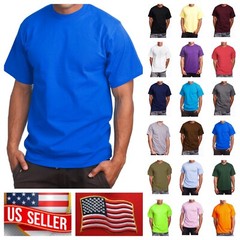 Mens Big and Tall Heavy Weigh Plain T-Shirt Crew Neck Camo Basic Solid Tee S-7X