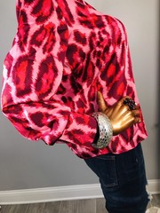 Bold Elements M Petite Top NWT $54 Lite Wgt Wrap Blouse Mock Neck Low Cut LongSl