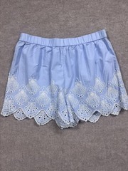 Calypso St. Barth Cotton Blue Seashell Eyelet Sleepwear Short Set Size Large