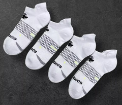 4 Pairs Bombas Women&rsquo;s Solids Honeycomb Ankle Socks Classic White Size Med 8-10