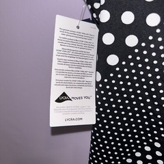 Land&rsquo;s End Women&rsquo;s size 10 Pop Black Diagonal Dot High Neck Tankini Swim Top NWT