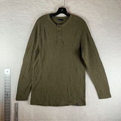 Alpine Design T-Shirt Mens Medium Olive Green Cotton Henley Raglan Sleeve 7235