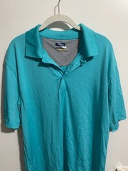 JACK NICKLAUS Men&rsquo;s Large StayDri Teal Aqua Golf Polo Shirt Golden Bear